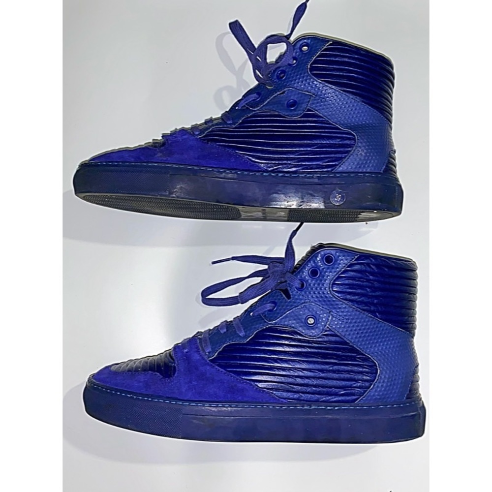 Balenciaga Mens hi Top Pleated Royal Blue Sneaker - Picture 3 of 6